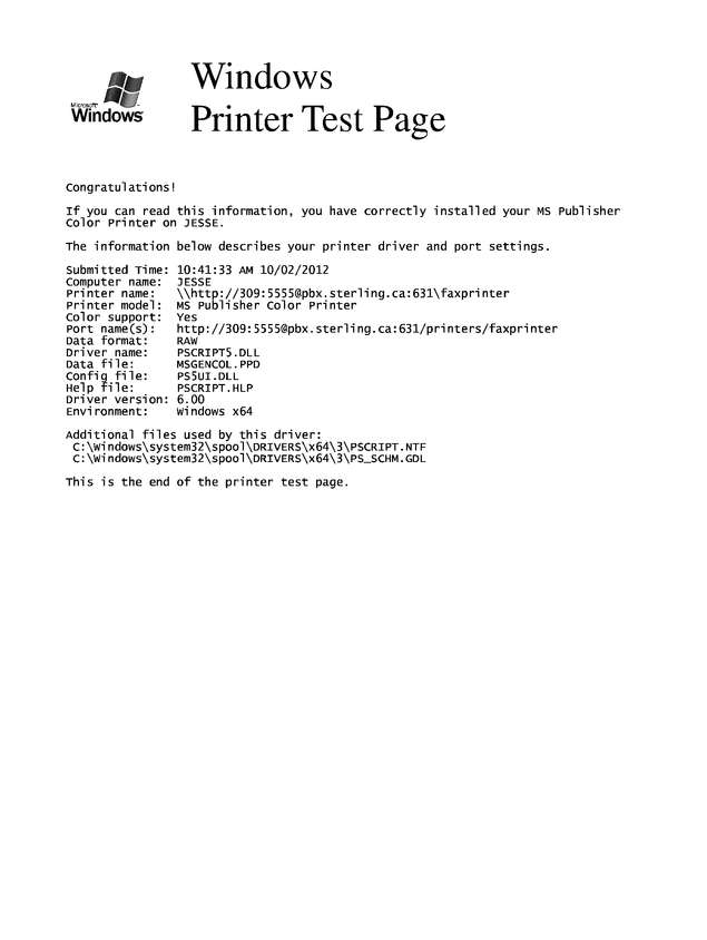 Fax page