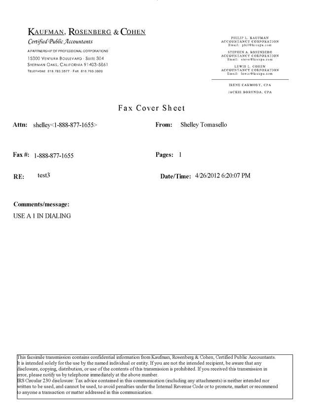 Fax page
