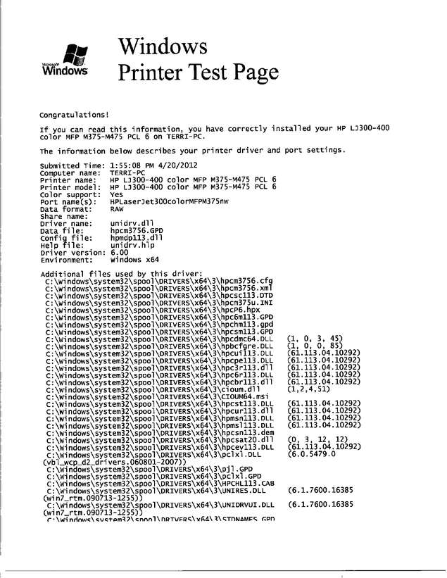 Fax page