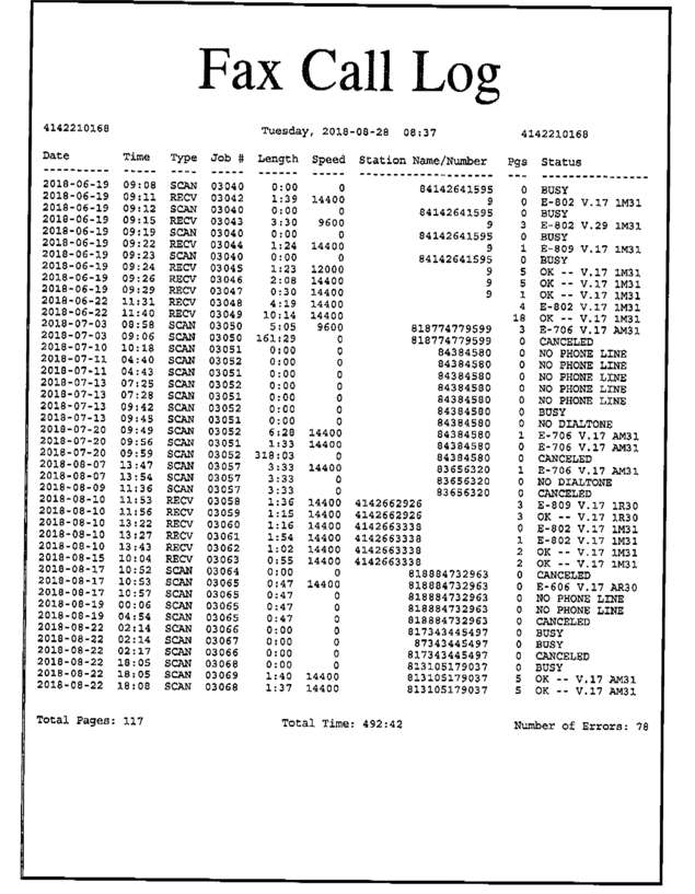 Fax page