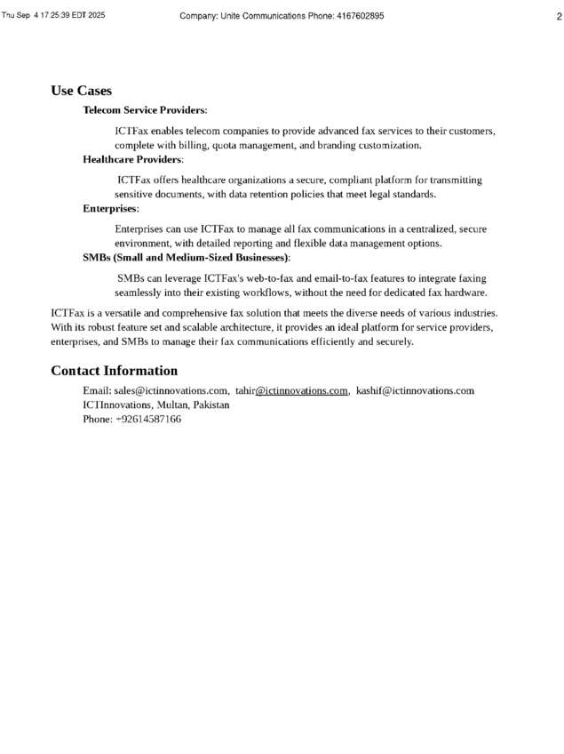 Fax page