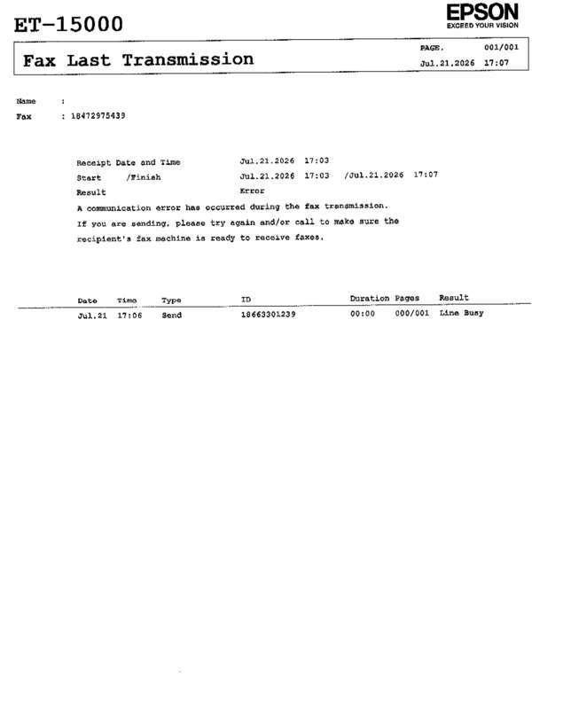 Fax page